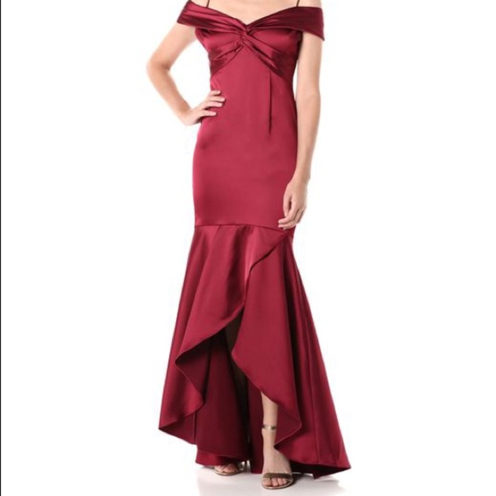 NWT Adrianna Papell Cold Shoulder Satin Gown